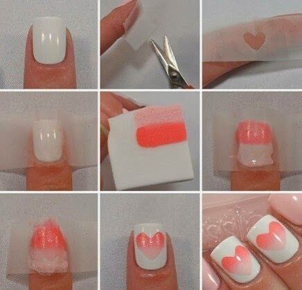 White nails with pink nail art